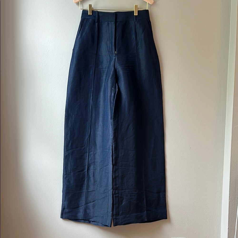 Attersee Women’s Navy Wide-Leg Silk Trouser